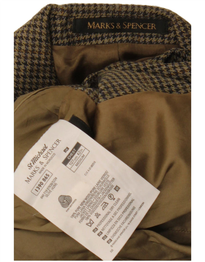 Marks & Spencer Herre 2-knaps blazerjakke UK 42 Large Khaki Houndstooth
