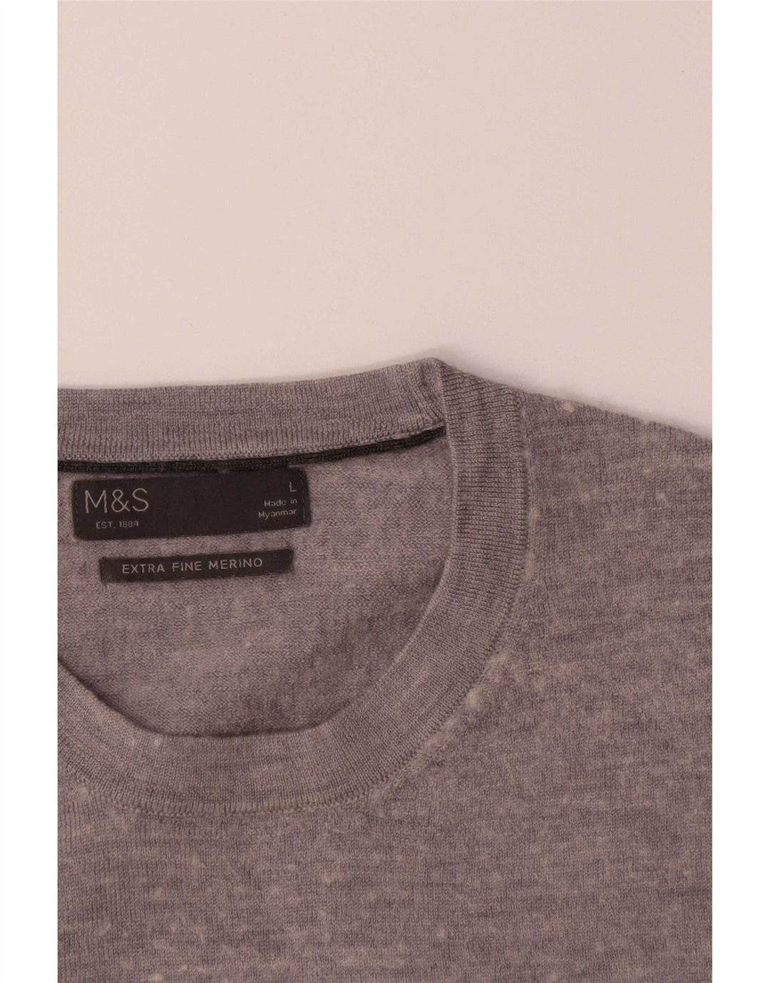 Marks & Spencer Herre sweater med rund hals, stor grå merinould
