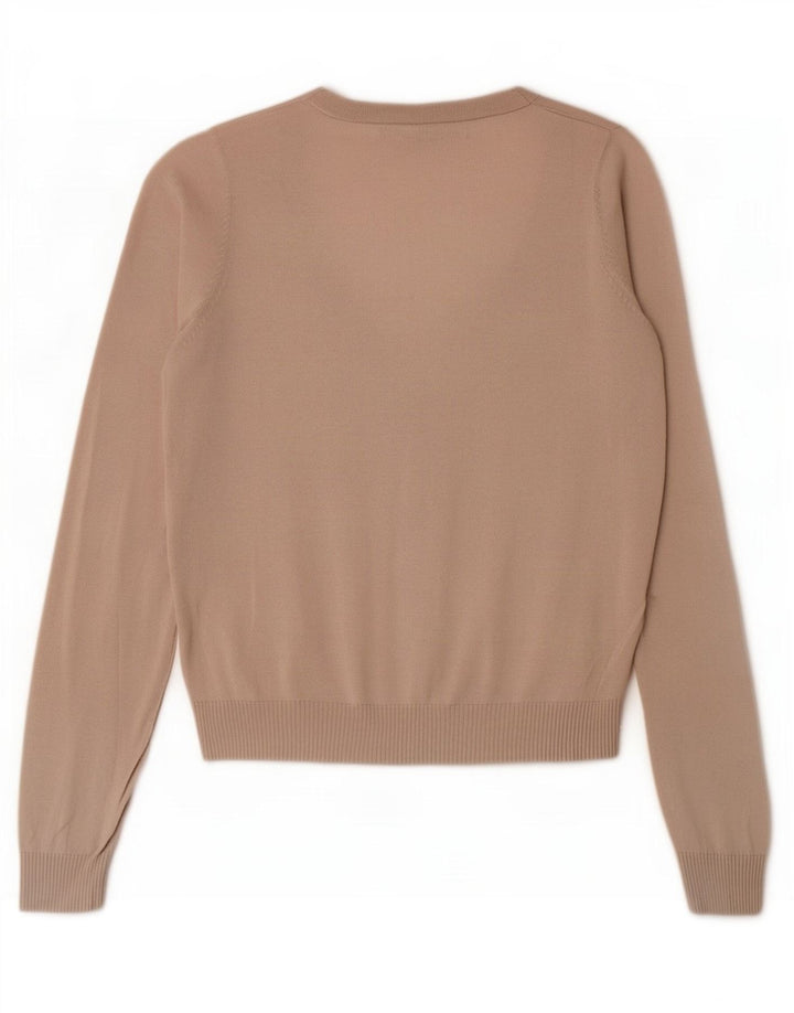 Zara Dame Cardigan Sweater UK 12 Medium Beige Bomuld