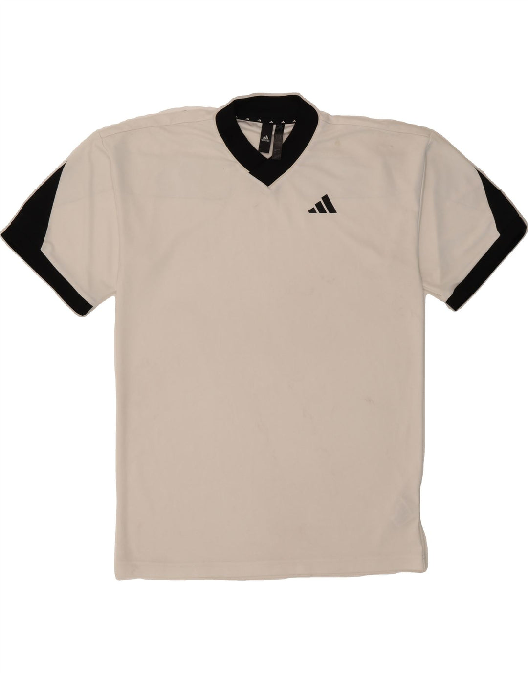 ADIDAS Mens T-Shirt Top Small White Colourblock Polyester Sports Vintage Adidas and Second-Hand Adidas from Messina Hembry 