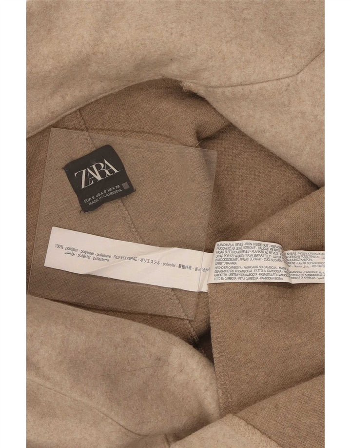 Zara Womens Open Overcoat UK 10 Small Beige Polyester