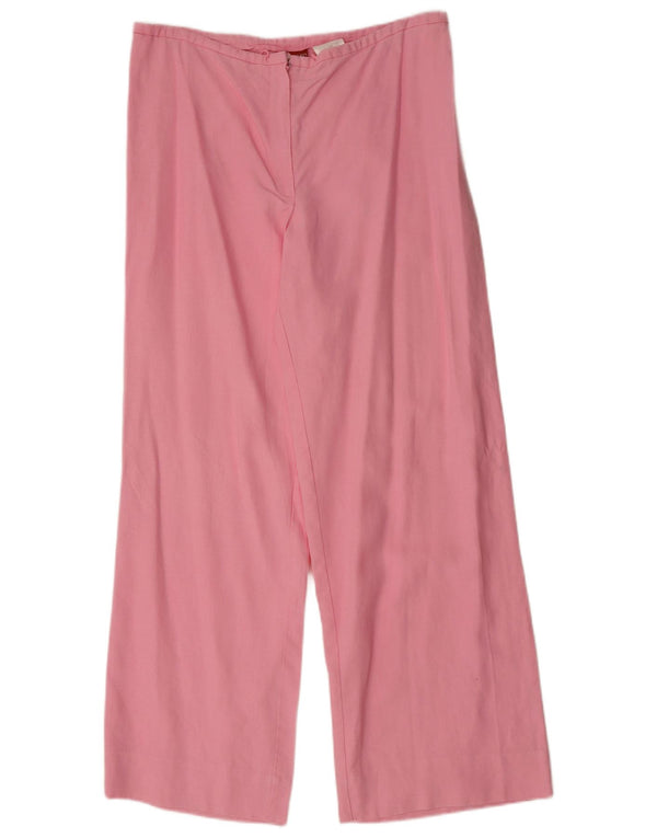Olsen Dame Højtalje Bred Leg Casual Bukser UK 16 Large W34 L31 Pink