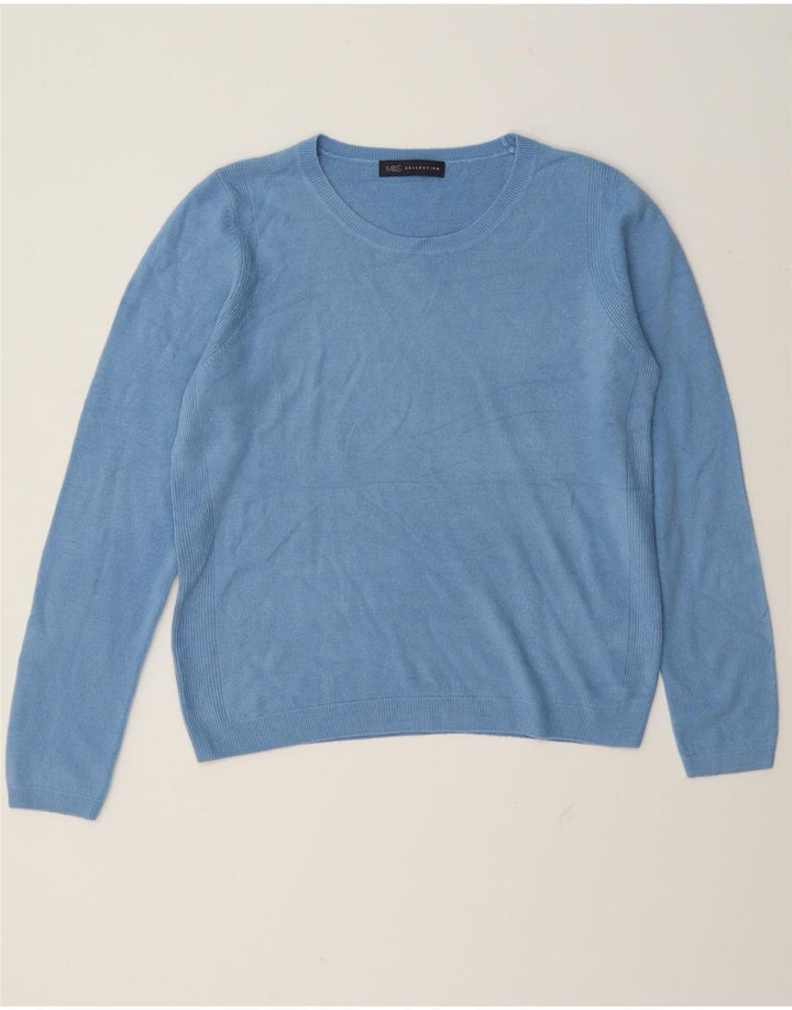 Marks & Spencer Dame Boat Neck Jumper Sweater UK 12 Medium Blue Acryl