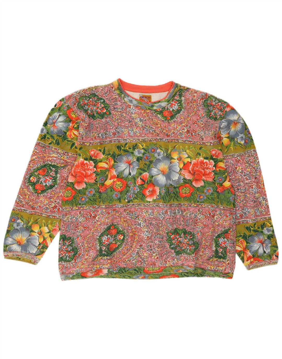 American System Dame Sweatshirt Jumper UK 14 Stor Flerfarvet