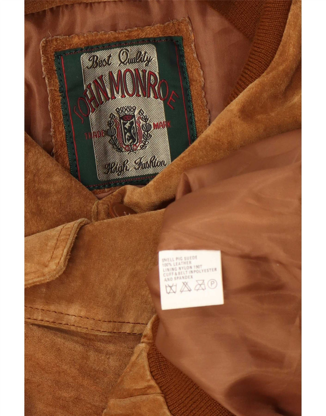 John Monroe Herre Ruskind Bomber Jacket UK 40 Stor Brun Læder