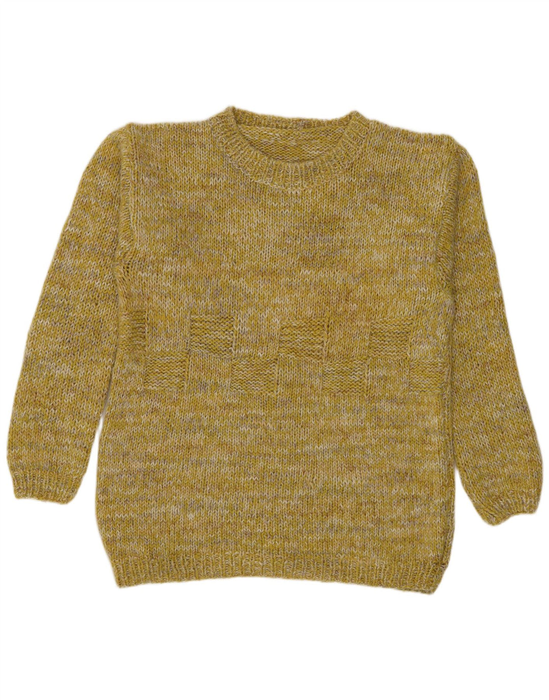 Vintage Herre Boat Neck Jumper Sweater Medium Gul Flecked