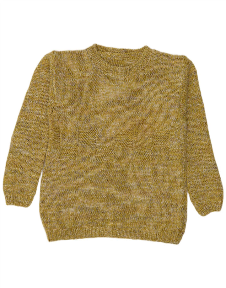 Vintage Herre Boat Neck Jumper Sweater Medium Gul Flecked