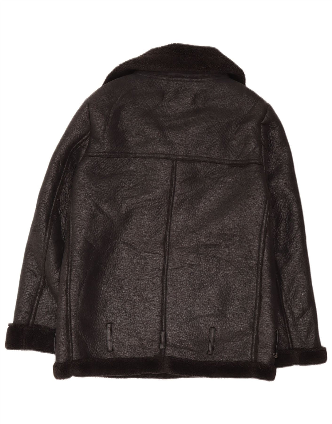 Zara Dame Oversized Sherpa Jacket UK 6 XS Sort Polyester