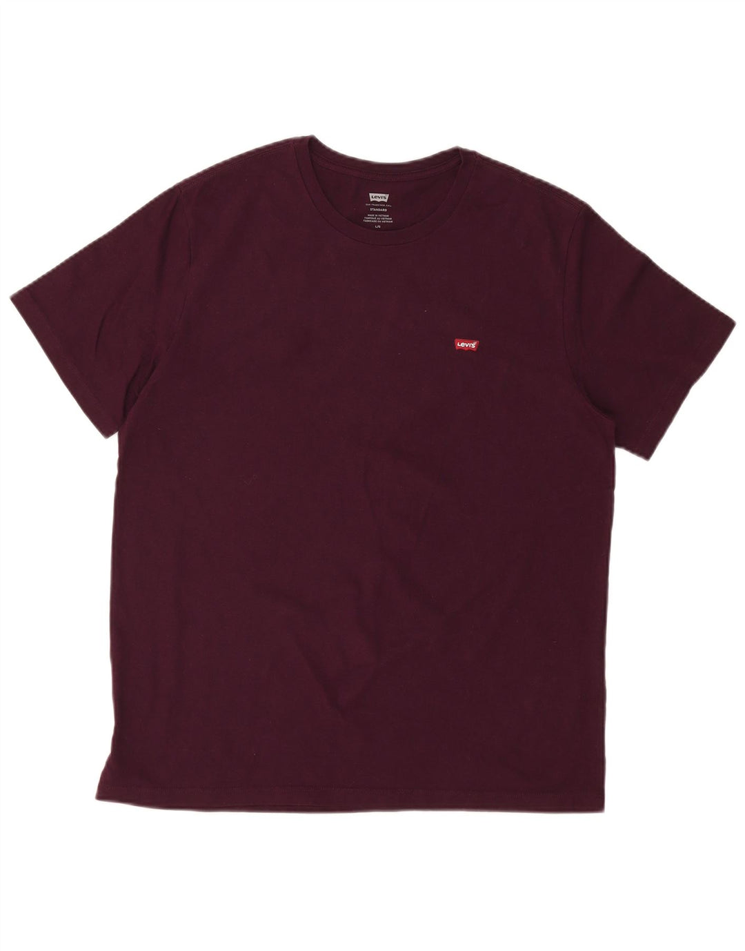 LEVI'S Mens Standard T-Shirt Top Large Burgundy Cotton
