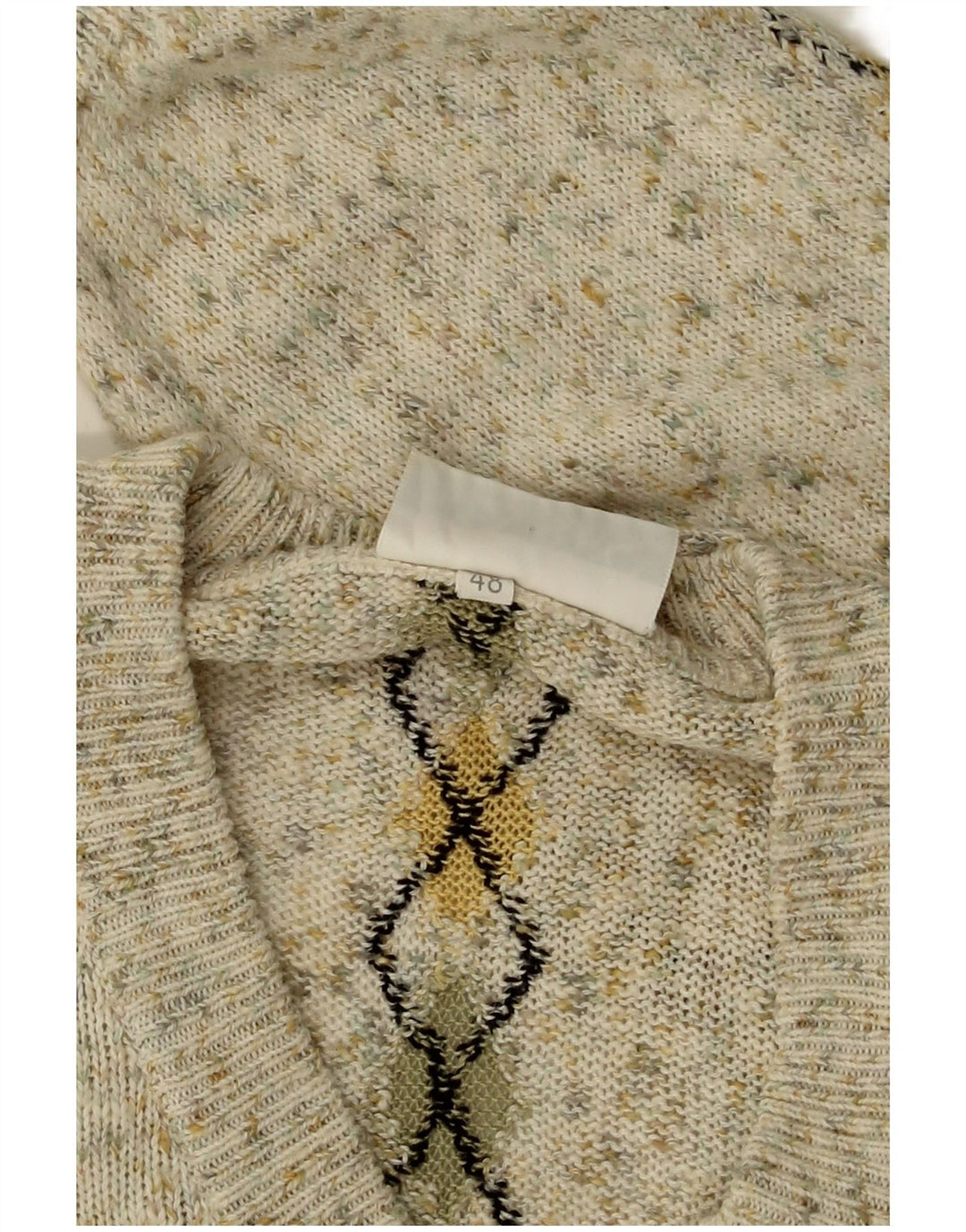 SEVRES Herre V-hals sweater IT 48 Medium Beige Argyle/Diamant Bomuld