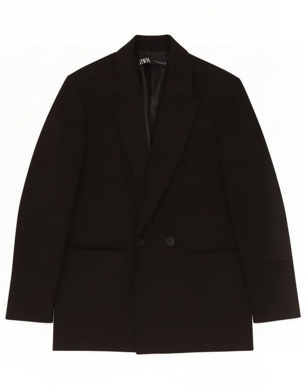 Zara Dobbeltradet blazerjakke til mænd UK 36 Small Black Polyester