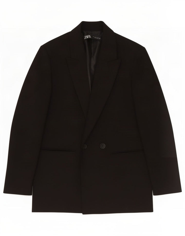Zara Dobbeltradet blazerjakke til mænd UK 36 Small Black Polyester