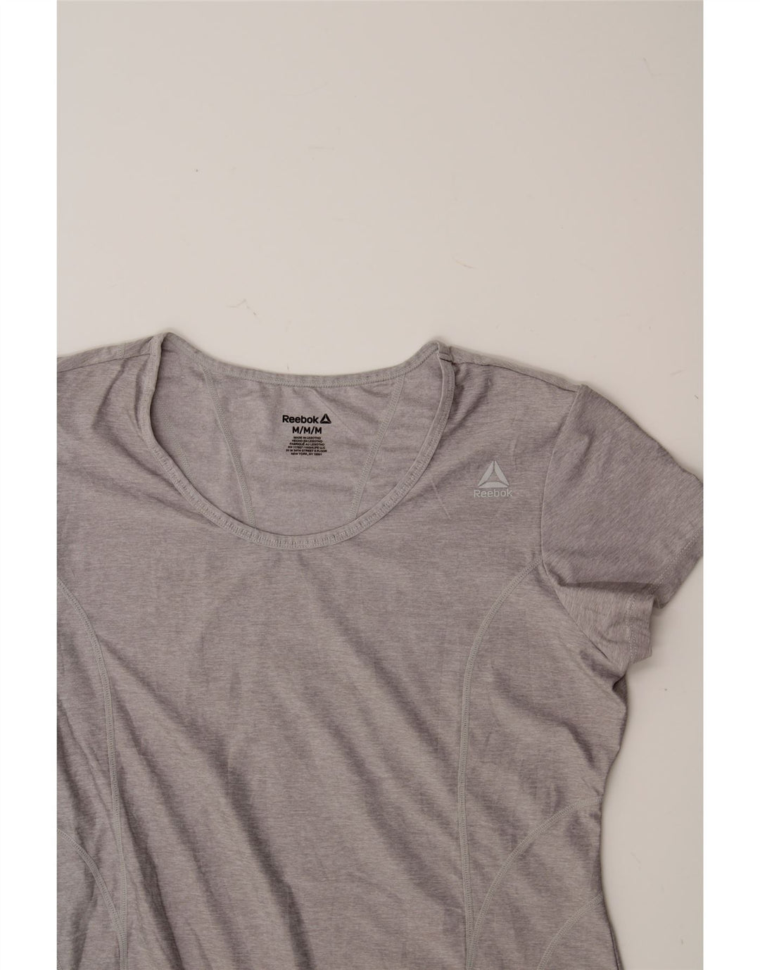 REEBOK Womens T-Shirt Top UK 12 Medium Grey Polyester Vintage Reebok and Second-Hand Reebok from Messina Hembry 