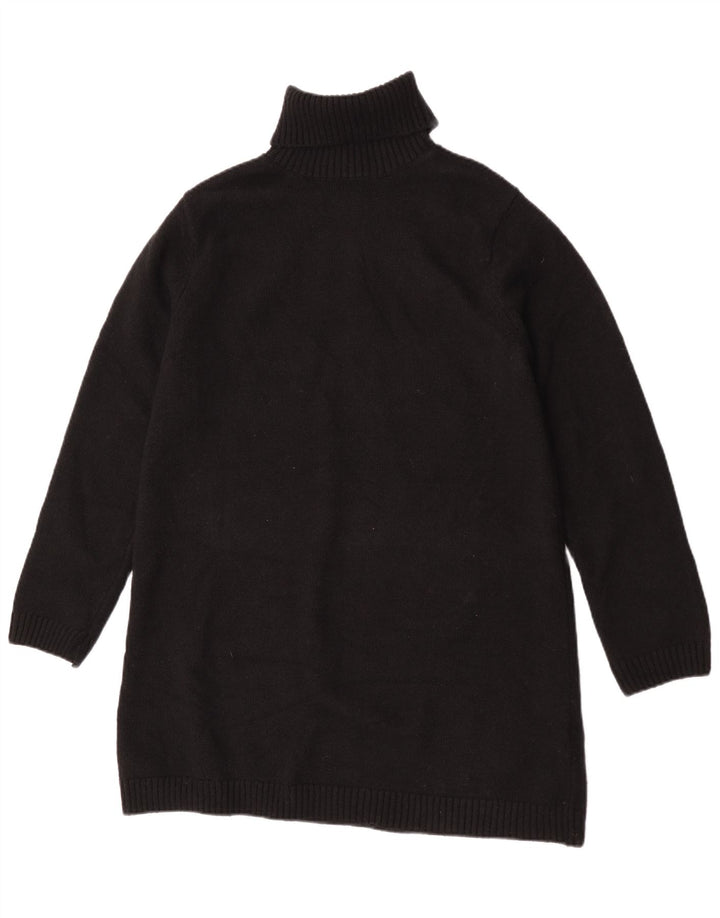 Zara Dame Longline rullehals sweater UK 14 Medium Sort Polyester