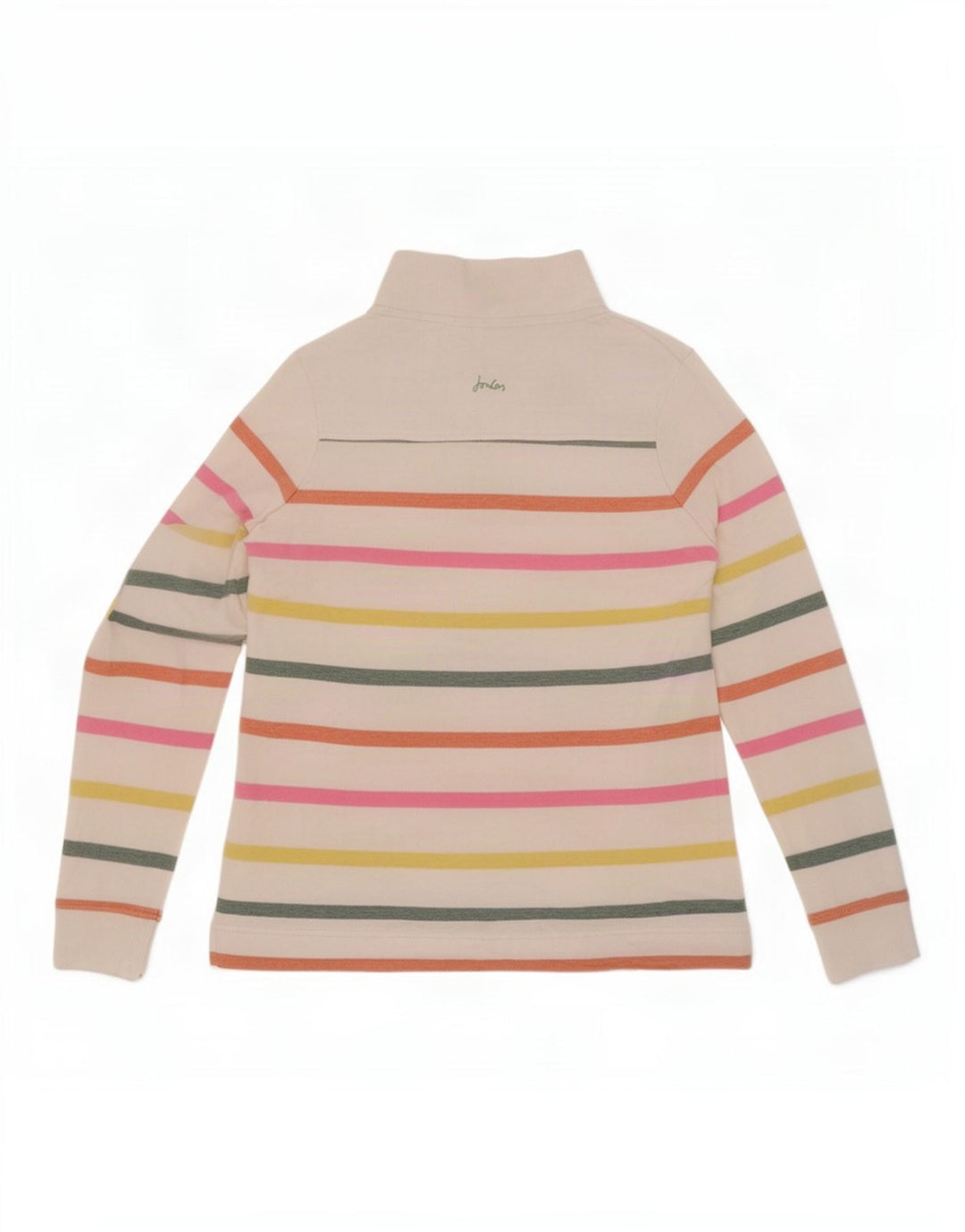 Joules Dame Button Neck Sweatshirt Jumper UK 10 Small White Striped