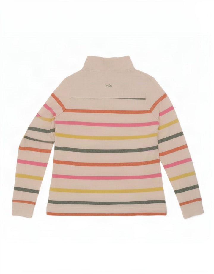 Joules Dame Button Neck Sweatshirt Jumper UK 10 Small White Striped