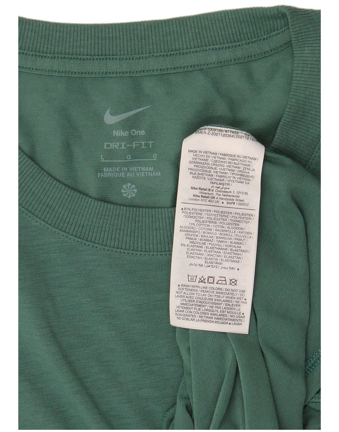 NIKE Herre Dri Fit T-Shirt Top Stor Grøn Polyester