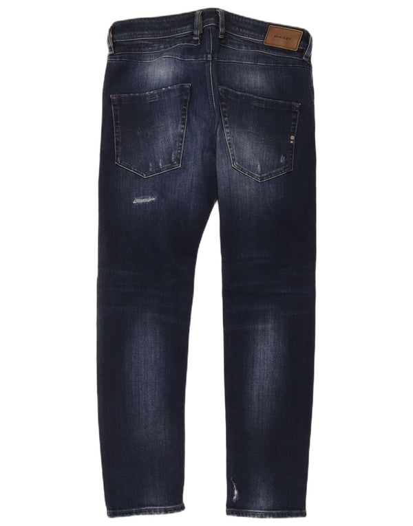 Diesel Herre Belther Distressed Tapered Slim Jeans W32 L30 Blue Cotton