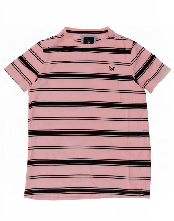 Crew Clothing Herre T-Shirt Top Medium Pink Stribet Bomuld