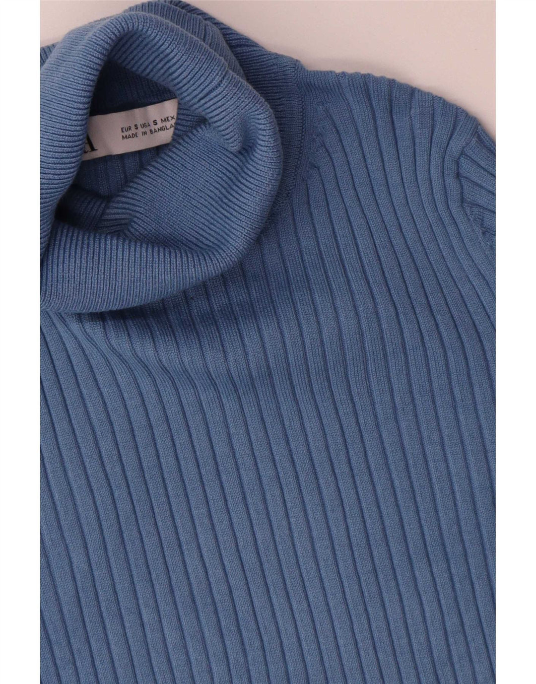 Zara Dame Crop Roll Neck Jumper Sweater UK 8 Small Blue Viscose