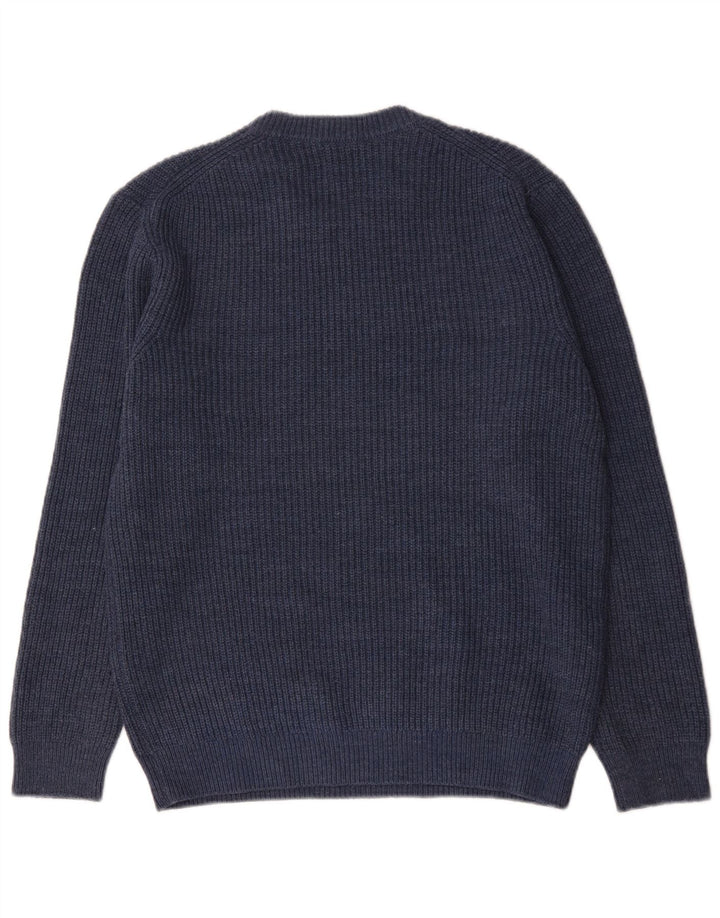 Zara Herre Crew Neck Jumper Sweater Stor Blå Akryl