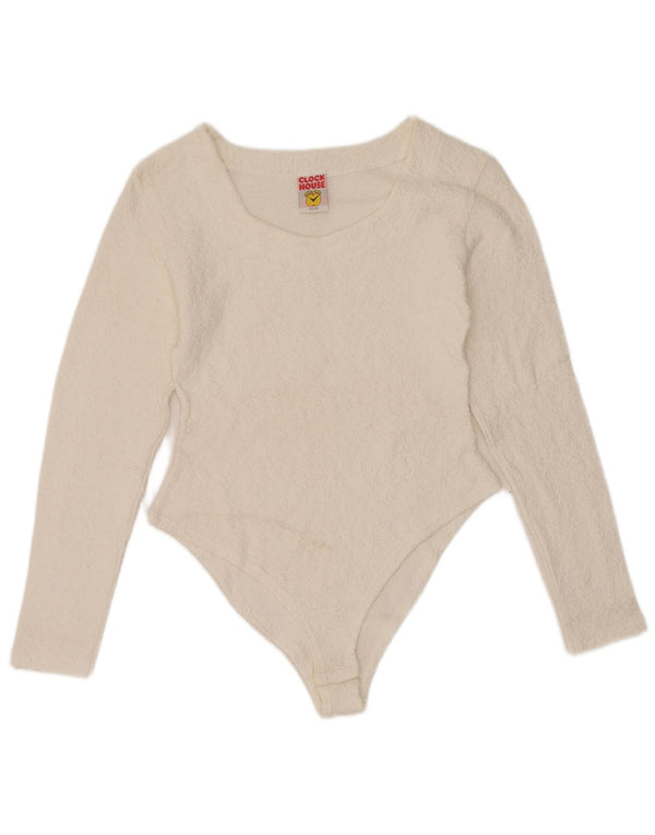 CLOCK HOUSE Langærmet bodysuit til kvinder IT 42/44 Medium hvid bomuld