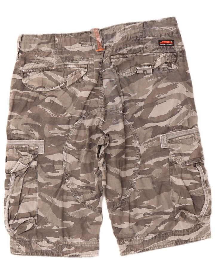 SUPERDRY Herre Cargo Shorts W31 Medium Khaki Camouflage Bomuld