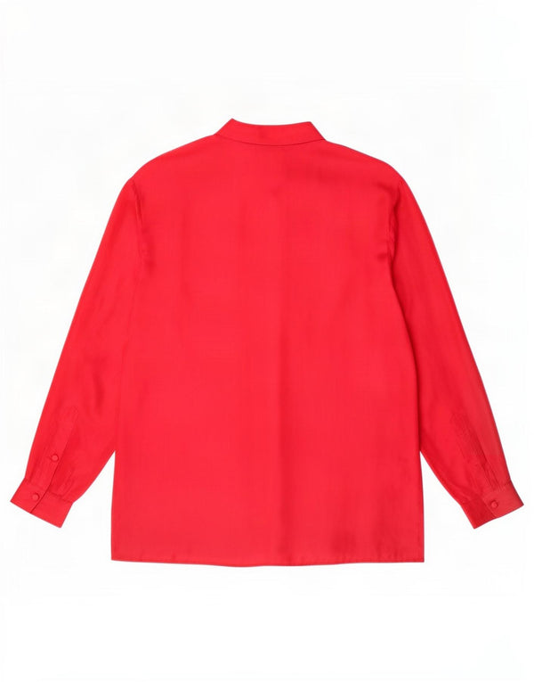 Vintage Womens Oversized Shirt Blouse UK 10 Small Red Silk