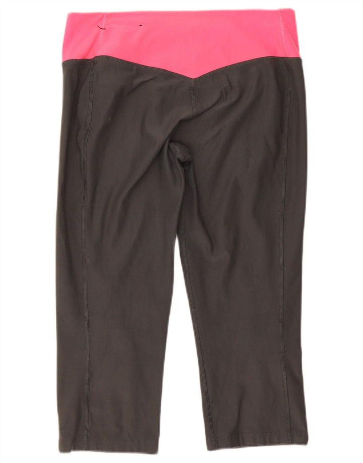 Nike Dame Dri Fit Capri Leggings UK 12 Medium Grey Colourblock Polyester