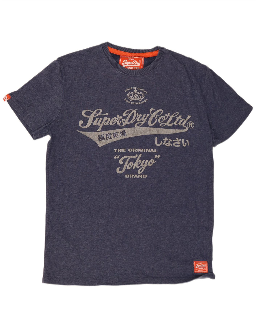 SUPERDRY Herre grafisk T-shirt Top Medium Navyblå Bomuld