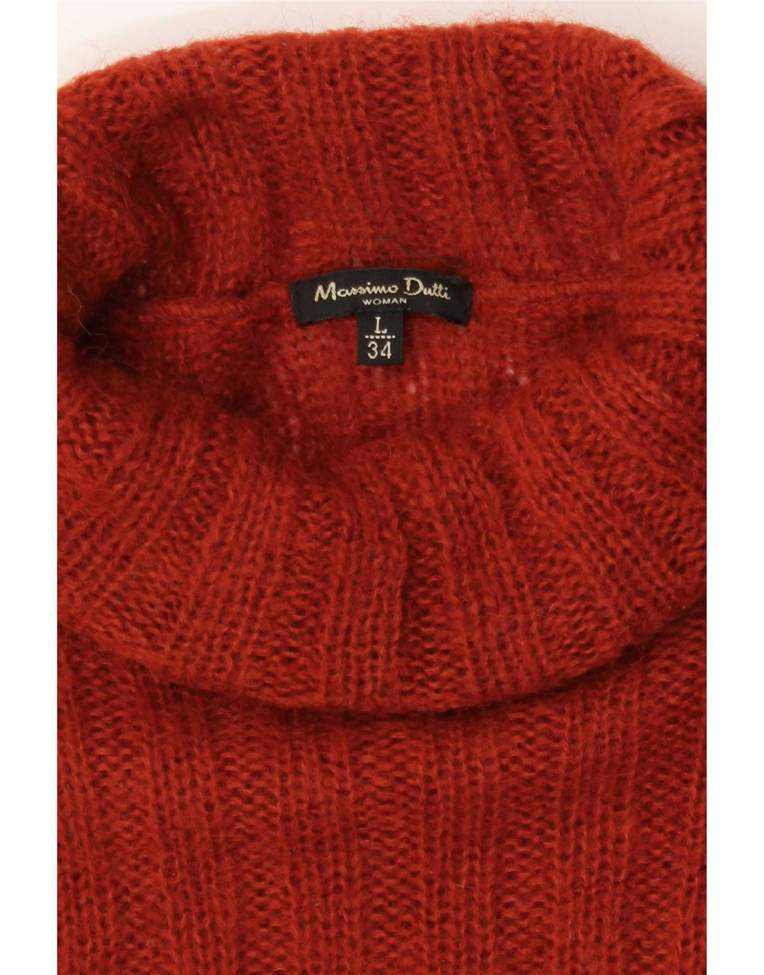 Massimo Dutti Dame Roll Neck Jumper Sweater UK 14 Large Orange