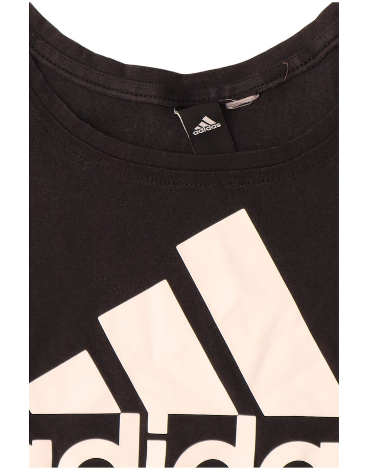Adidas Dame Grafisk T-Shirt Top UK 12 Medium Sort