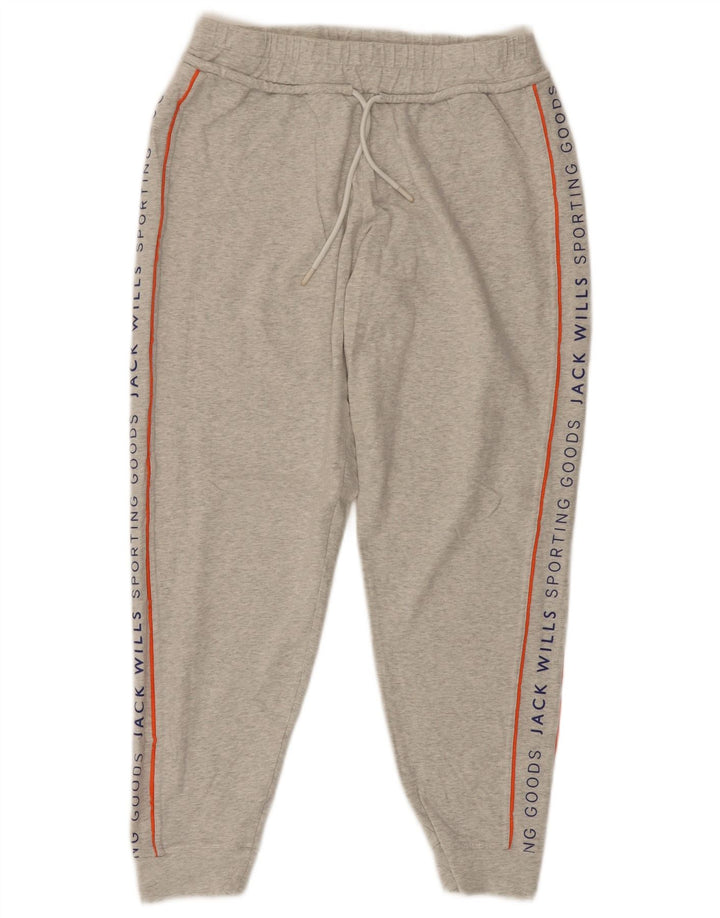 JACK WILLS Womens Graphic Tracksuit Trousers Joggers UK 12 Medium Grey