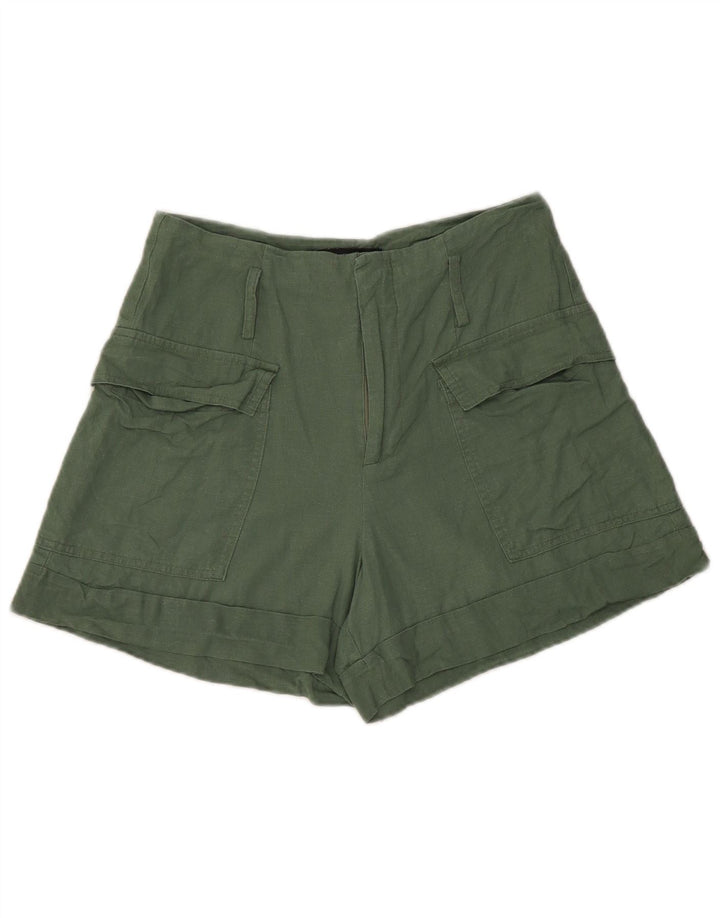 Zara Cargo Shorts til kvinder Small W26 Grøn hør