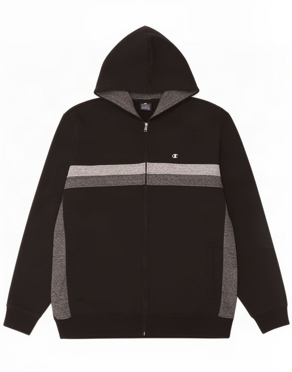Champion Herre hættetrøje med lynlås 2XL Sort Colourblock Bomuld
