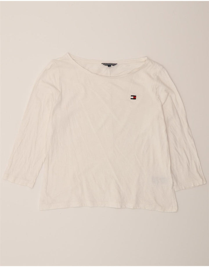 TOMMY HILFIGER Womens Top 3/4 Sleeve UK 14 Medium White Cotton