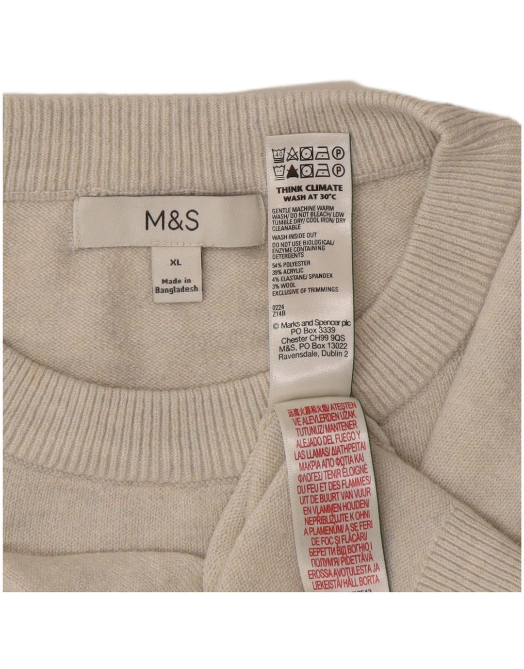 Marks & Spencer Herre sweater med rund hals XL Grå polyester