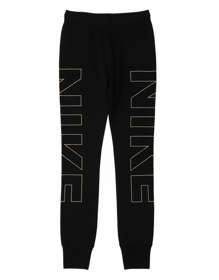 NIKE Womens Dri Fit Tracksuit Trousers Joggers UK 8 Small  Black Polyester