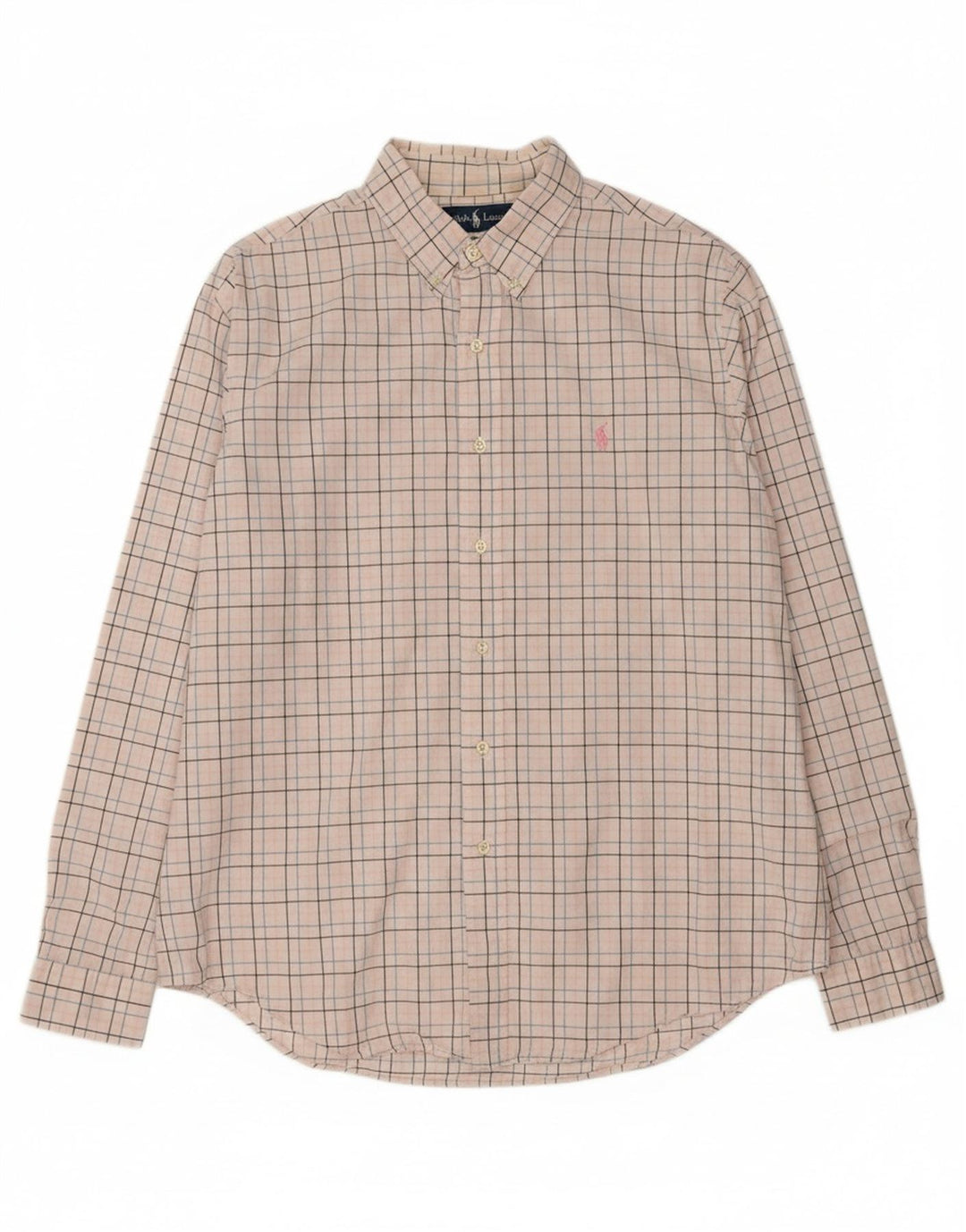 RALPH LAUREN Mens Custom Fit Shirt XL White Check Cotton