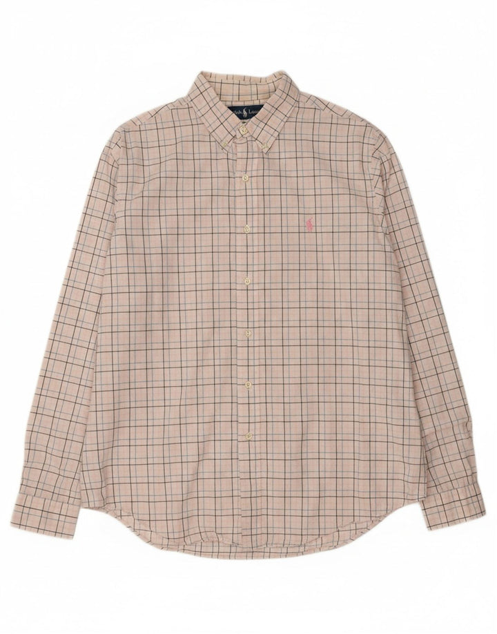 RALPH LAUREN Mens Custom Fit Shirt XL White Check Cotton