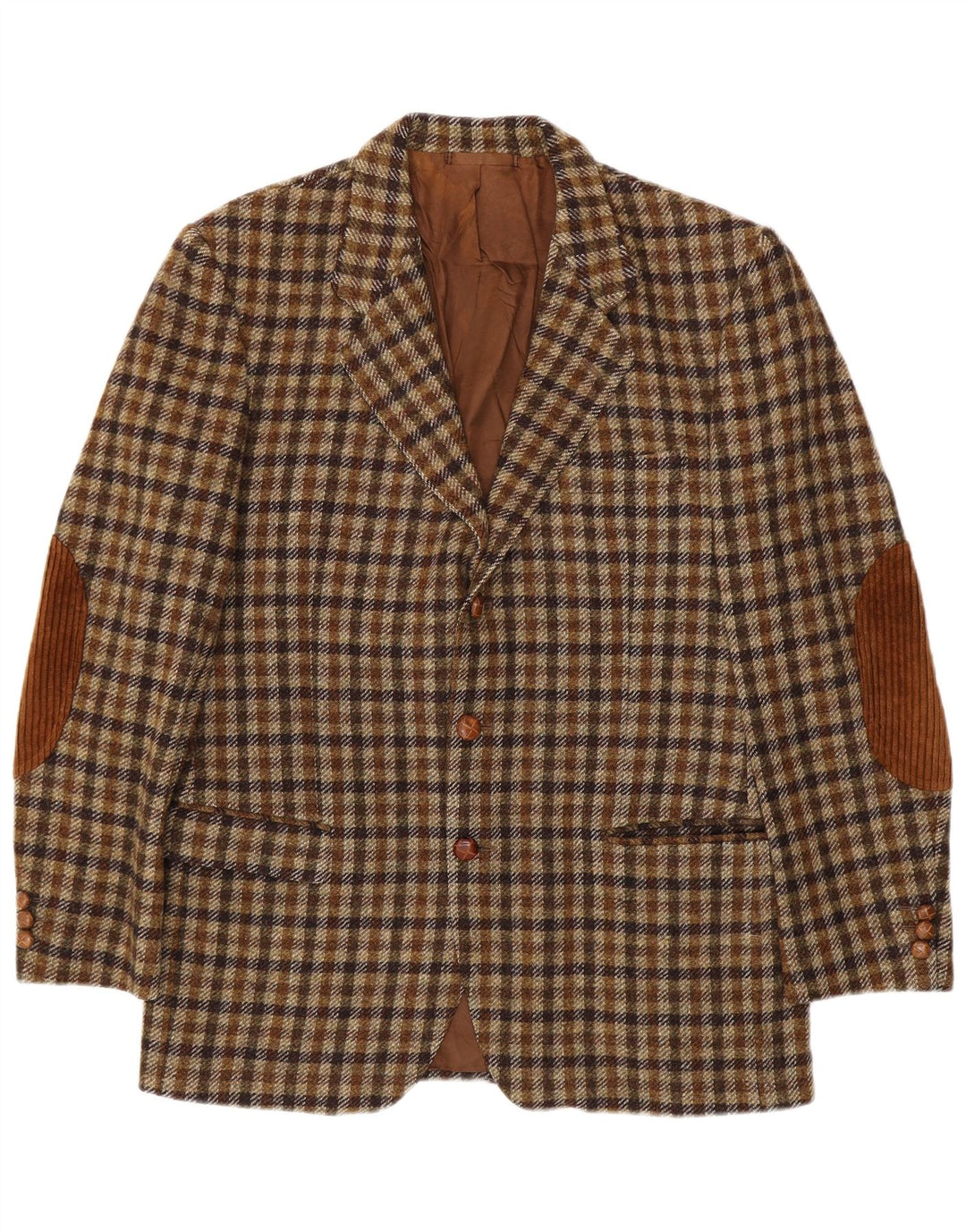 Egon Von Furstenberg Herre 3-knaps blazerjakke EU 50 Large Brown Gingham