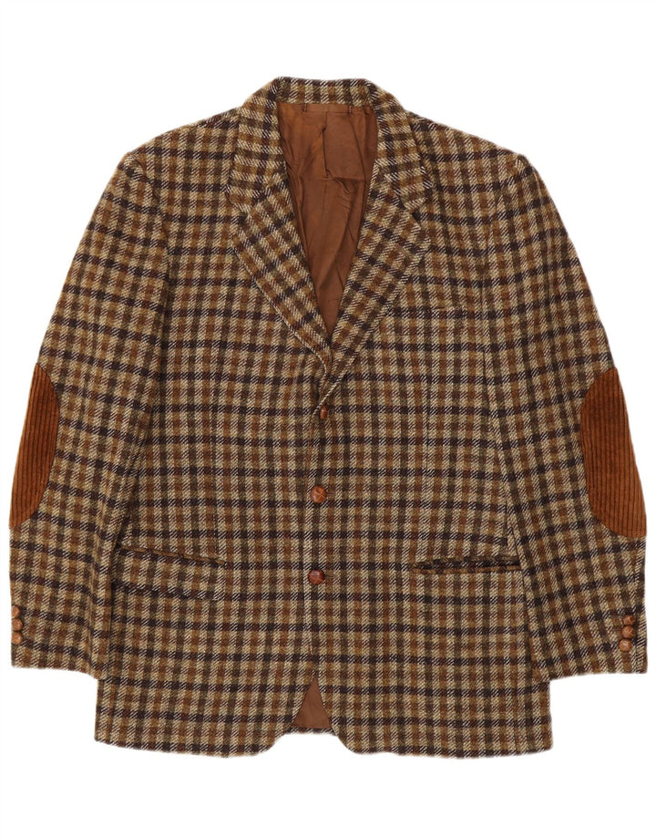 Egon Von Furstenberg Herre 3-knaps blazerjakke EU 50 Large Brown Gingham