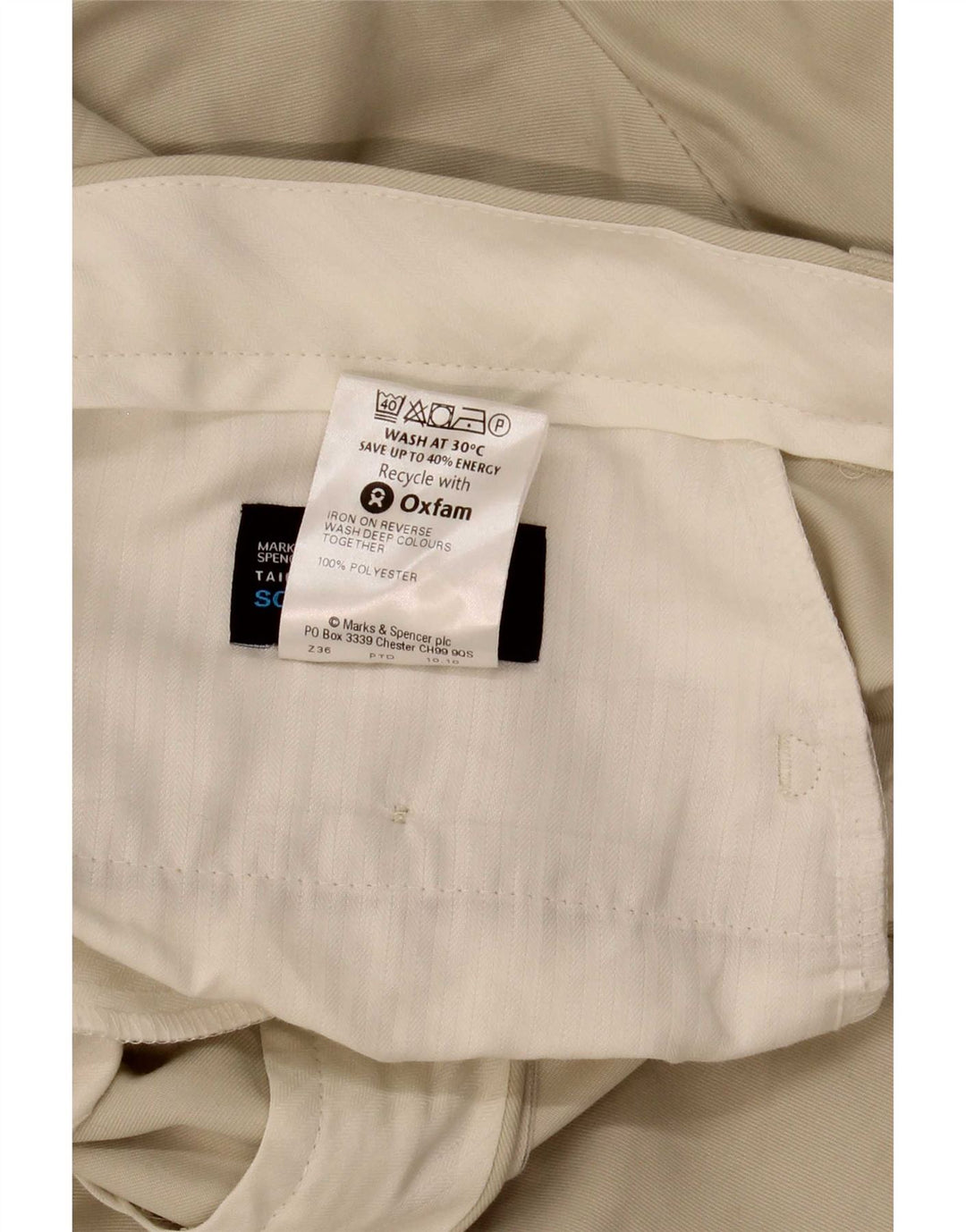 Marks & Spencer Straight Chino Bukser til mænd W34 L33 Beige Polyester