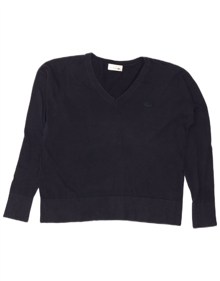 Lacoste Dame V-hals sweater Størrelse 40 Mellem marineblå bomuld