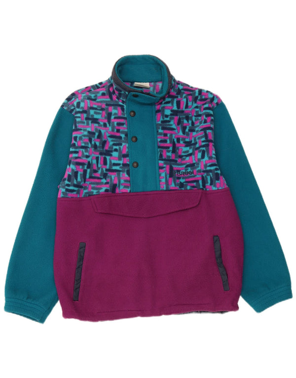Brugi herre lynlås hals fleece jumper lille blå geometrisk polyester
