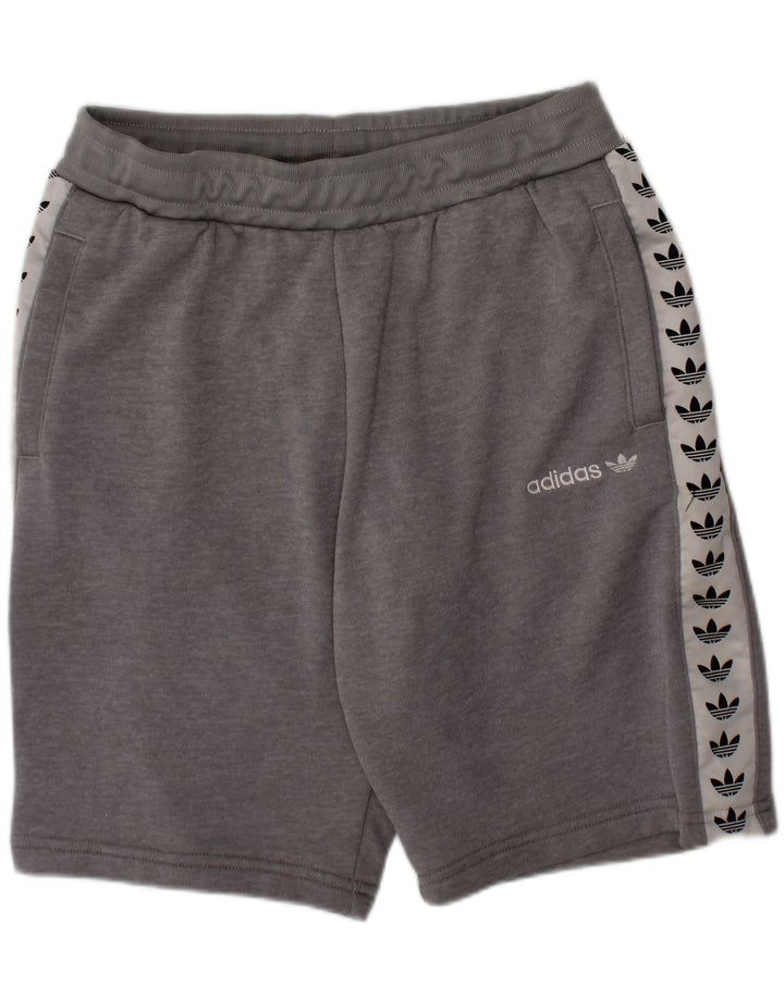ADIDAS Boys Graphic Sport Shorts 9-10 Years  Grey Striped Vintage Adidas and Second-Hand Adidas from Messina Hembry 