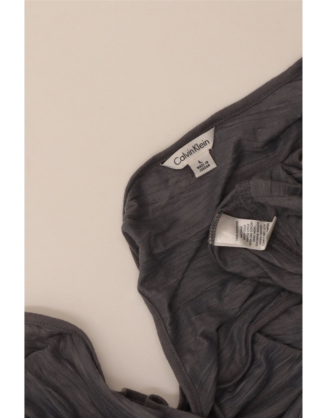 CALVIN KLEIN Damevest Top UK 14 Stor gråstribet polyester