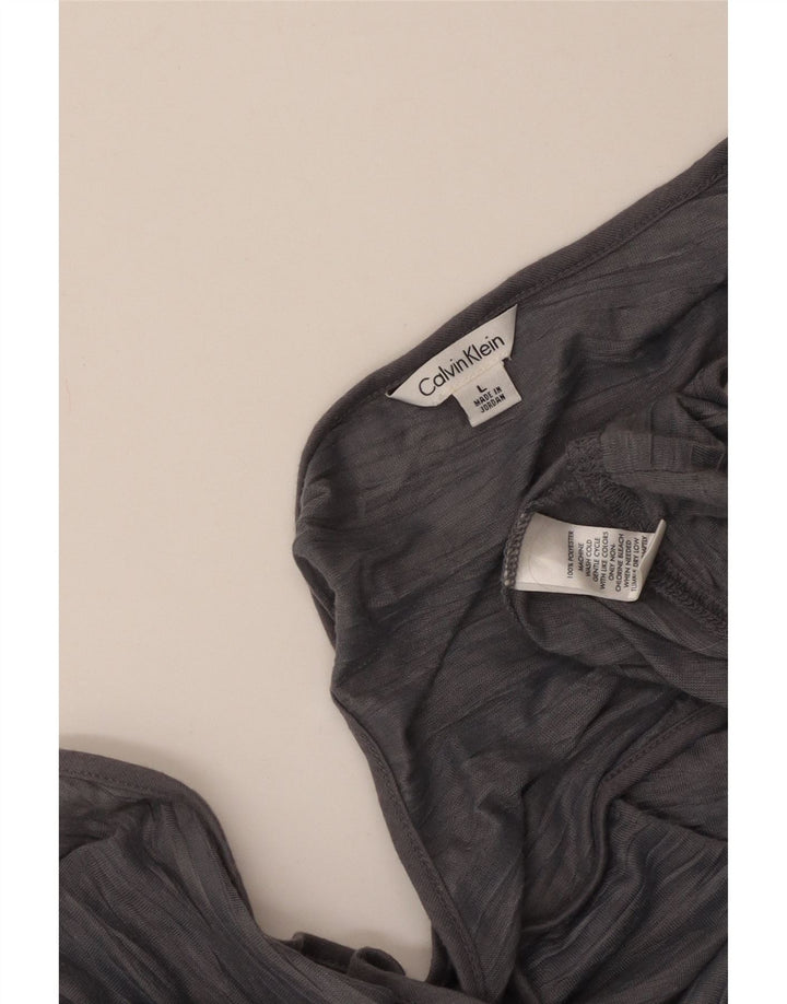 CALVIN KLEIN Damevest Top UK 14 Stor gråstribet polyester