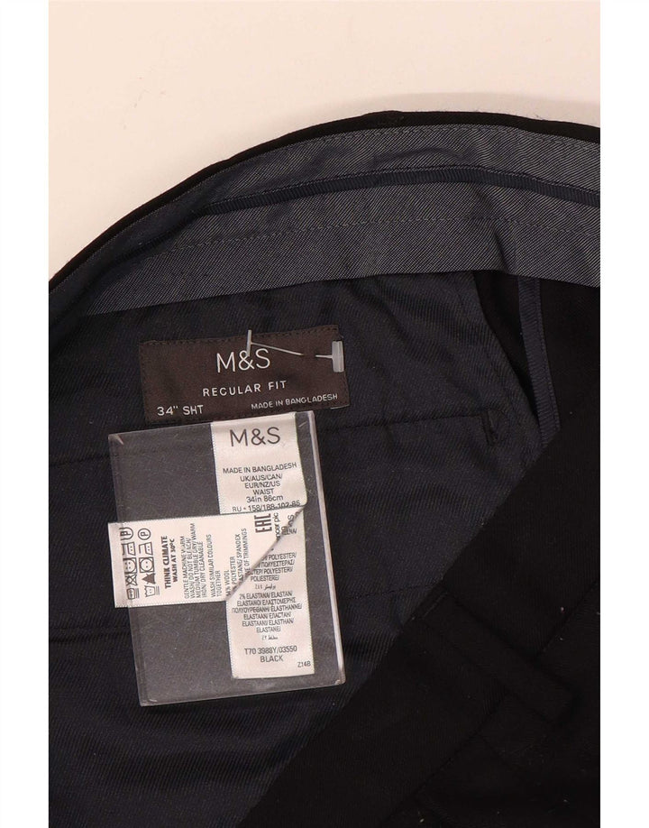 Marks & Spencer Herre Regular Fit Chinobukser W34 L29 Sort uld