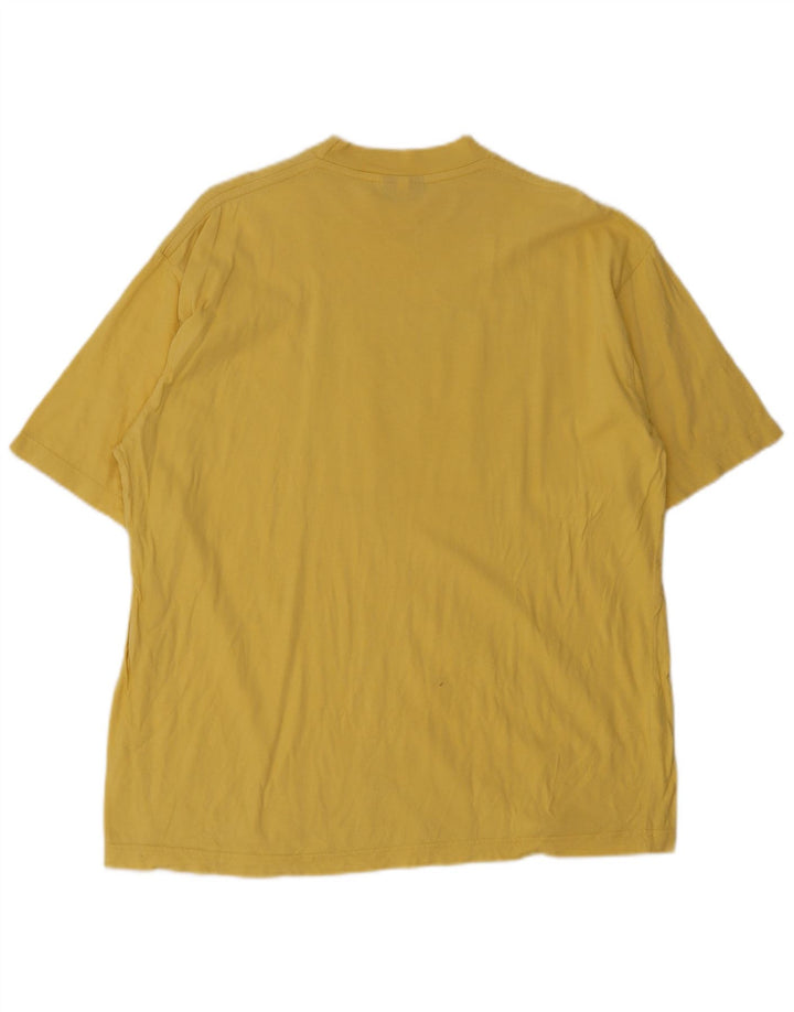 Stefanel Herre Grafisk T-Shirt Top Stor Gul Bomuld